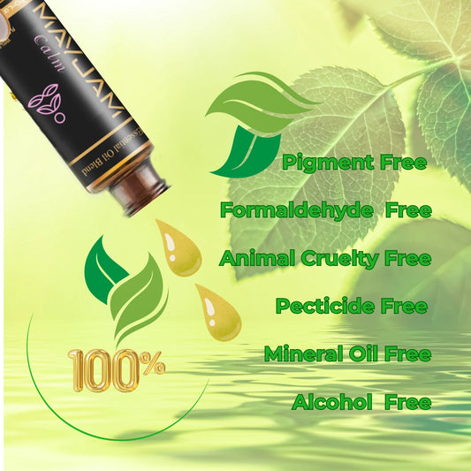 Cosmetic product with green leaves and 'Pigment Free and other' text on a light green background