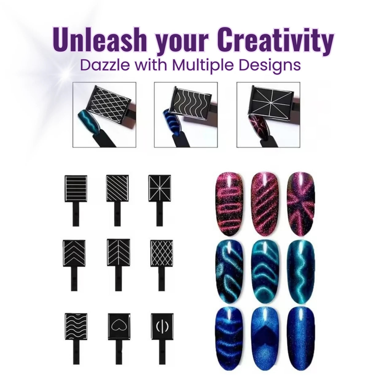 11 Pcs Cat Eye Nail Art Magnet Set