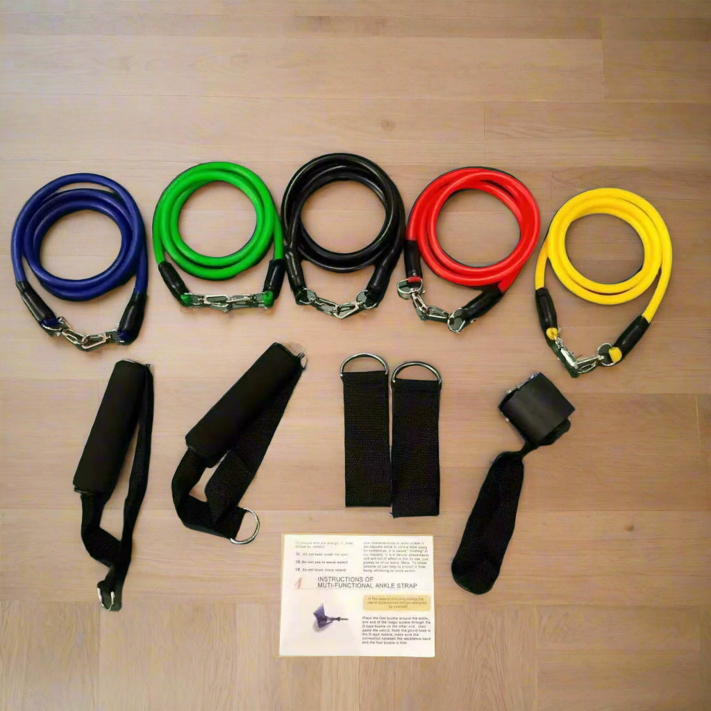 11Pcs TPE Resistance Bands Set, Resistance Bands with Door Anchor, Handles, Carry Bag, Legs Ankle Straps, Exercise Bands, Workou