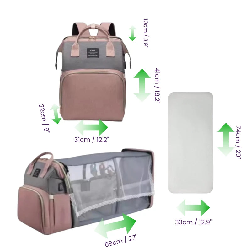 Baby Diaper Bag with Crib