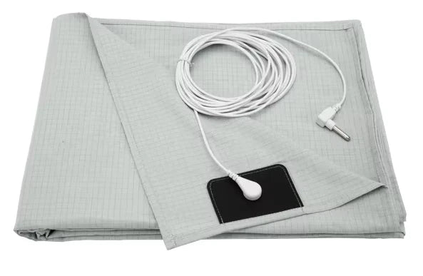 Folded grounding sheet with the earthing cable connected to the lug connection point
