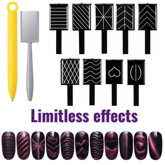 11 Pcs Cat Eye Nail Art Magnet Set