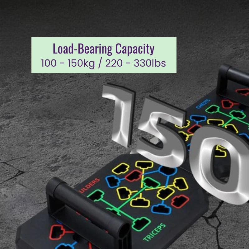 push up board with load-bearing capacity display on a dark background