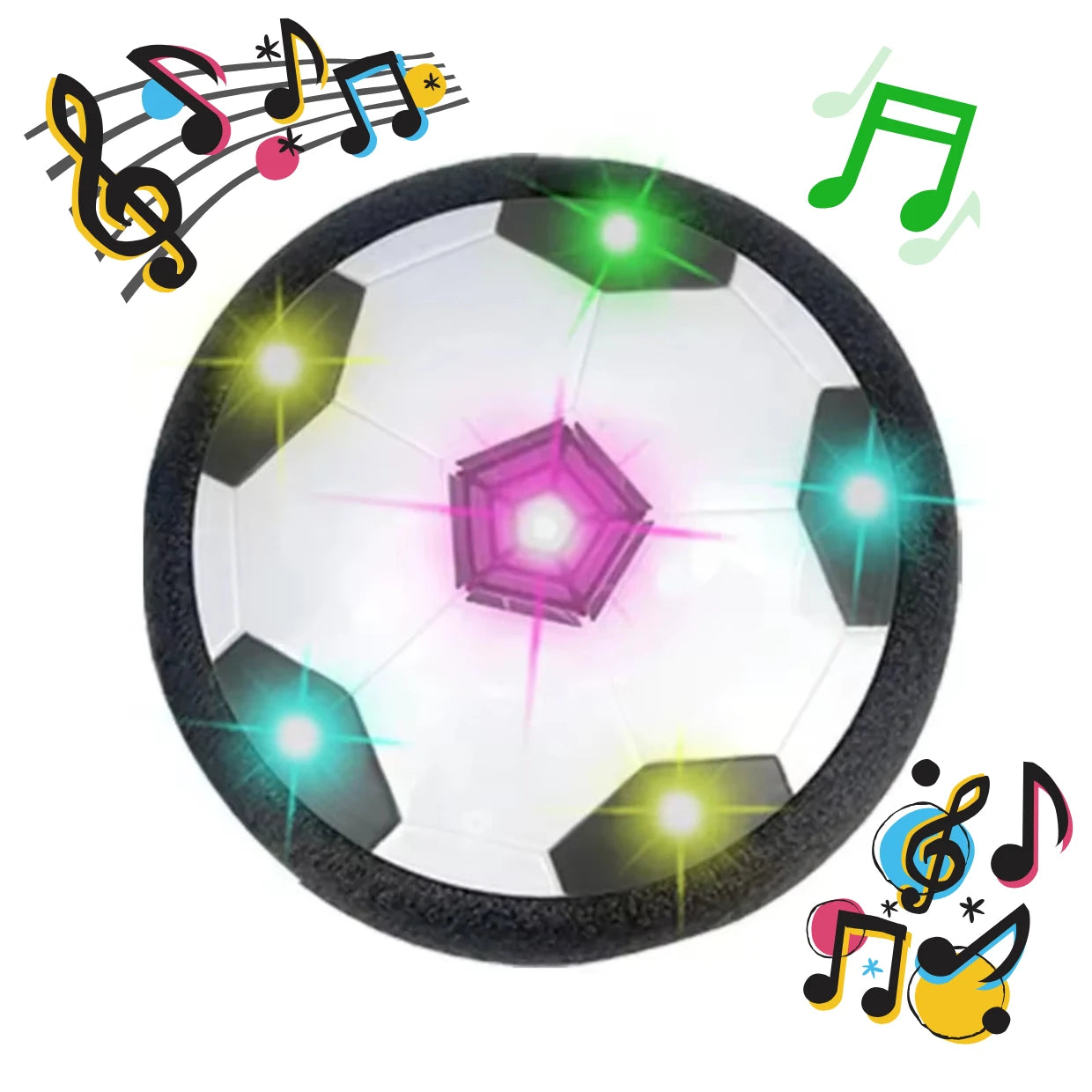 Hover Soccer Ball with music and lights on a white background
