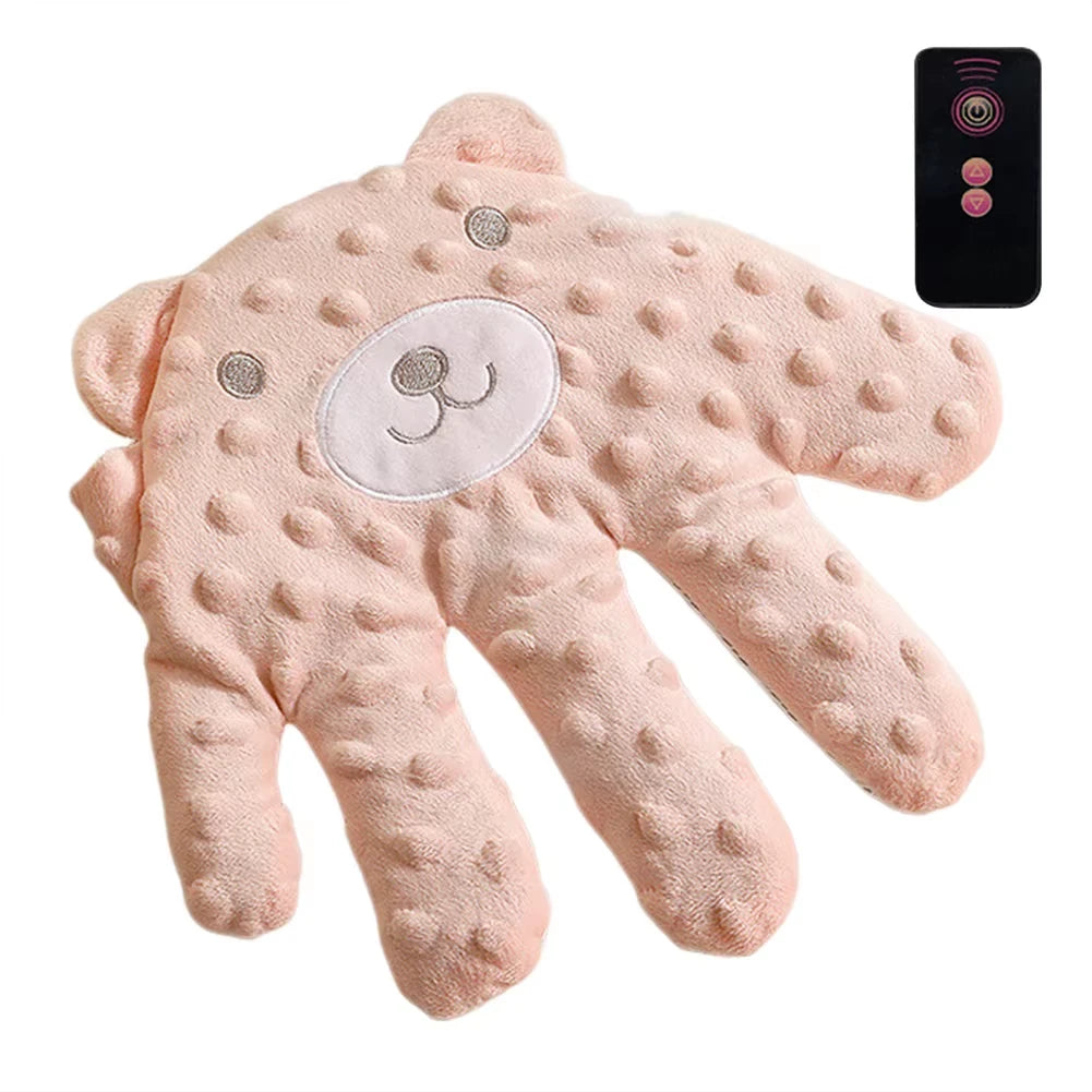 Pink Bear HushHand with remote control on a white background