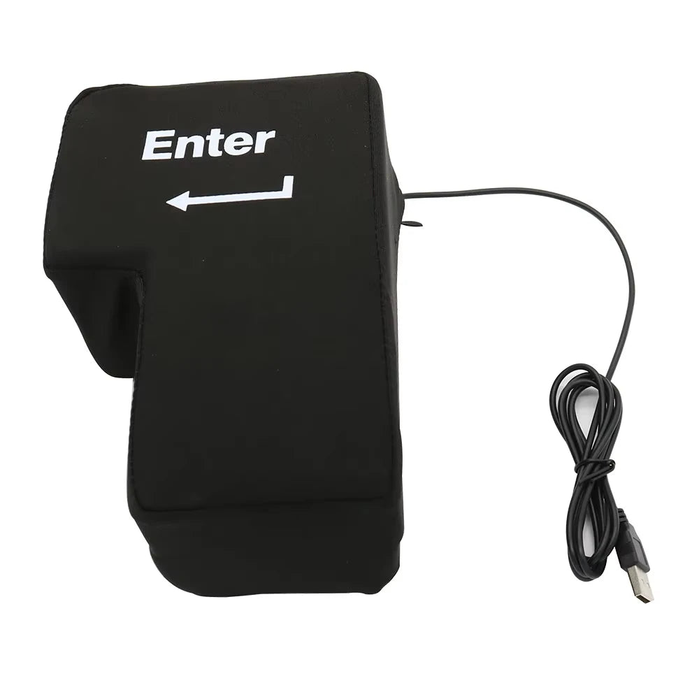 Top view of the Black Big 'Enter' key and arrow text, showing the USB connection cable on a white background