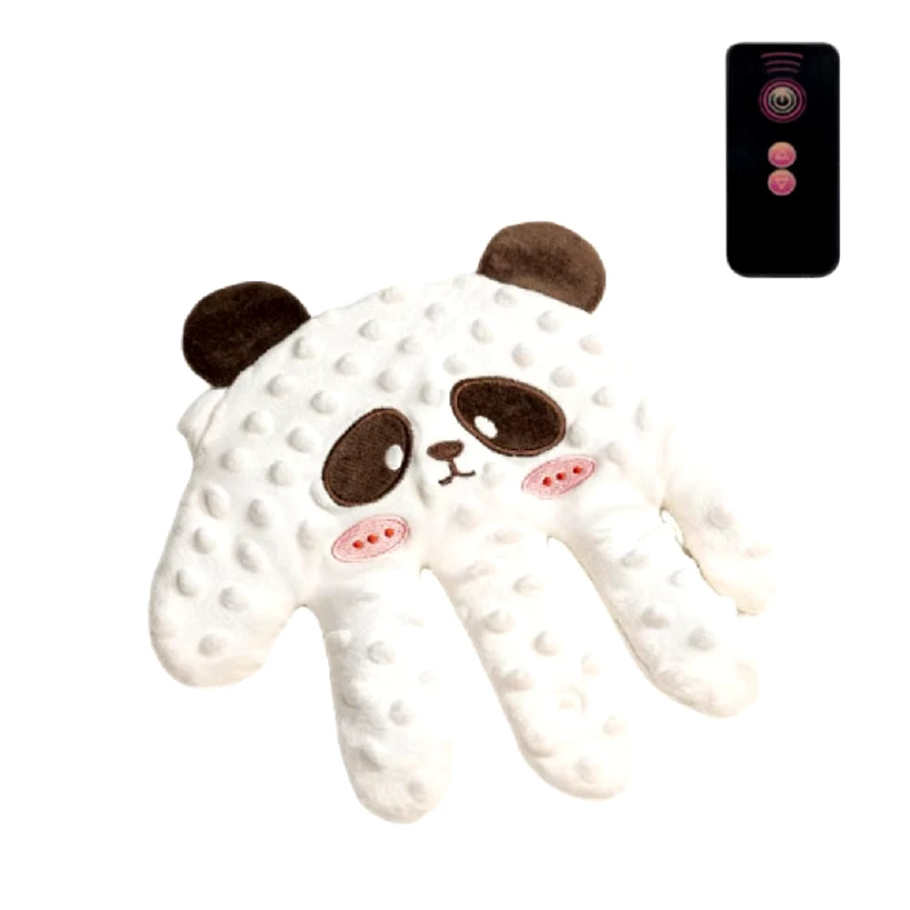 White Panda HushHand with a remote control on a white background