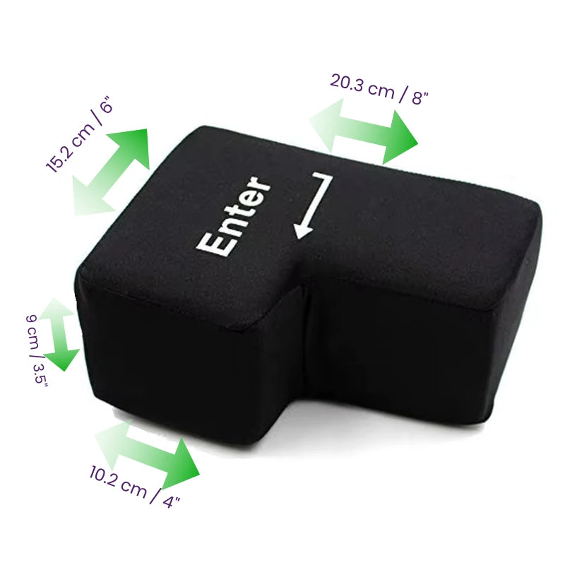 Black big 'Enter' key and measurements on a white background