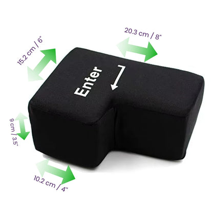 Black big 'Enter' key and measurements on a white background