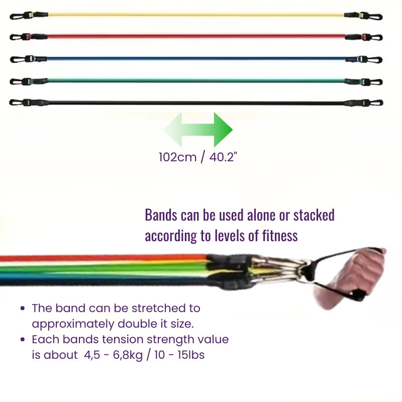 11Pcs TPE Resistance Bands Set