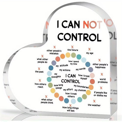 Heart-shaped plaque with 'I Can Control' and 'I Cannot Control' categories on a white background