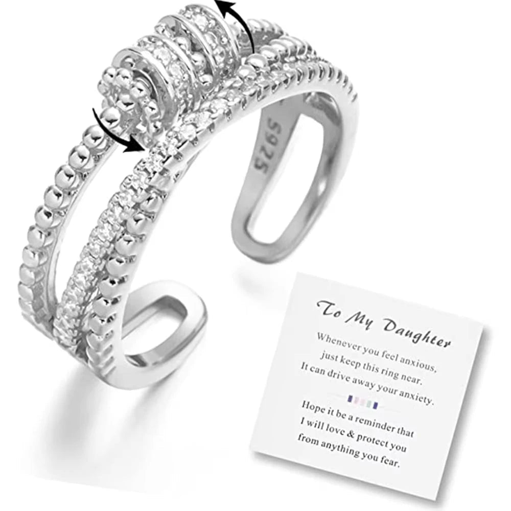 Sterling silver fidget ring with to my daughter card